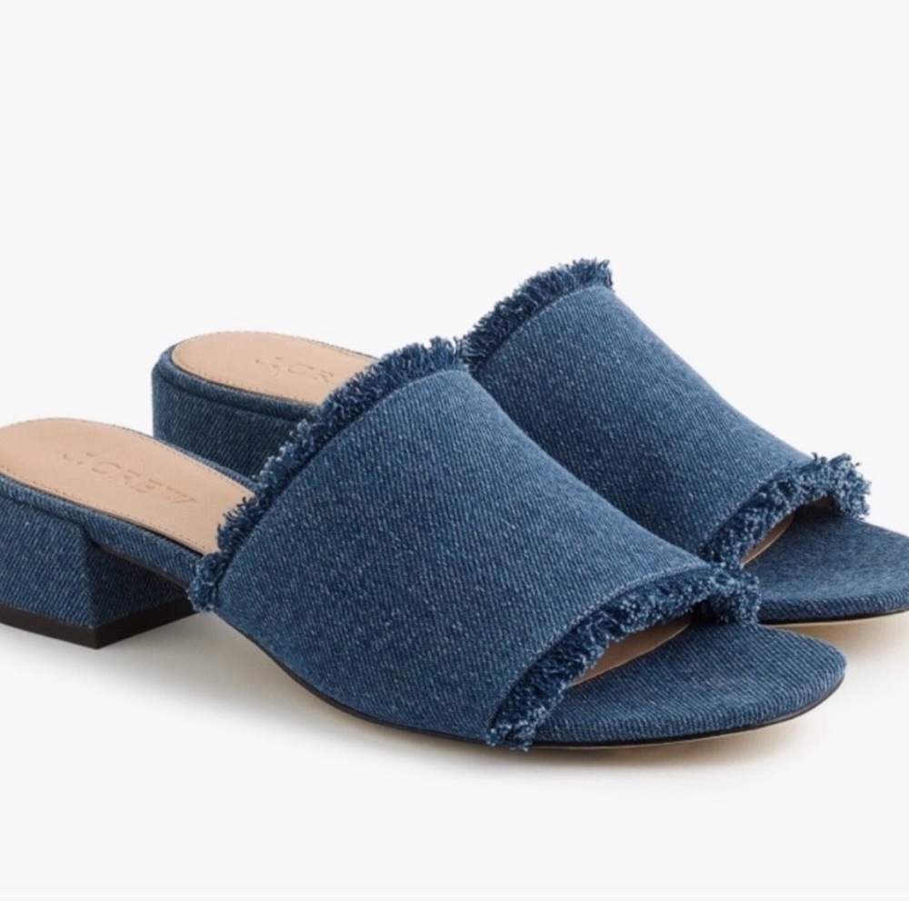 J CREW CUTE Women's Blue Denim Slide Sandals SIZE 7